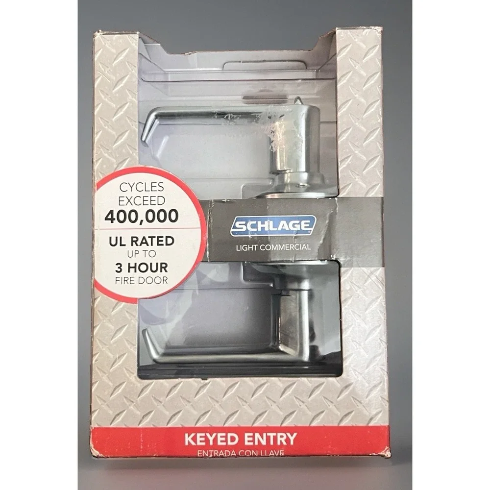 Schlage Elan Satin Chrome Light Commercial Keyed Entry Door handle